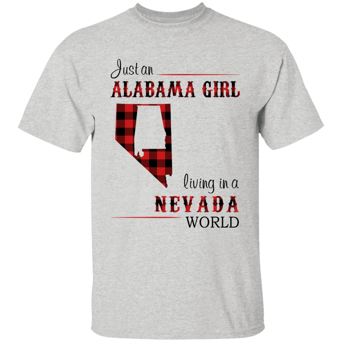 Just An Alabama  Girl Living In A Nevada World T-shirt - T-shirt Born Live Plaid Red Teezalo