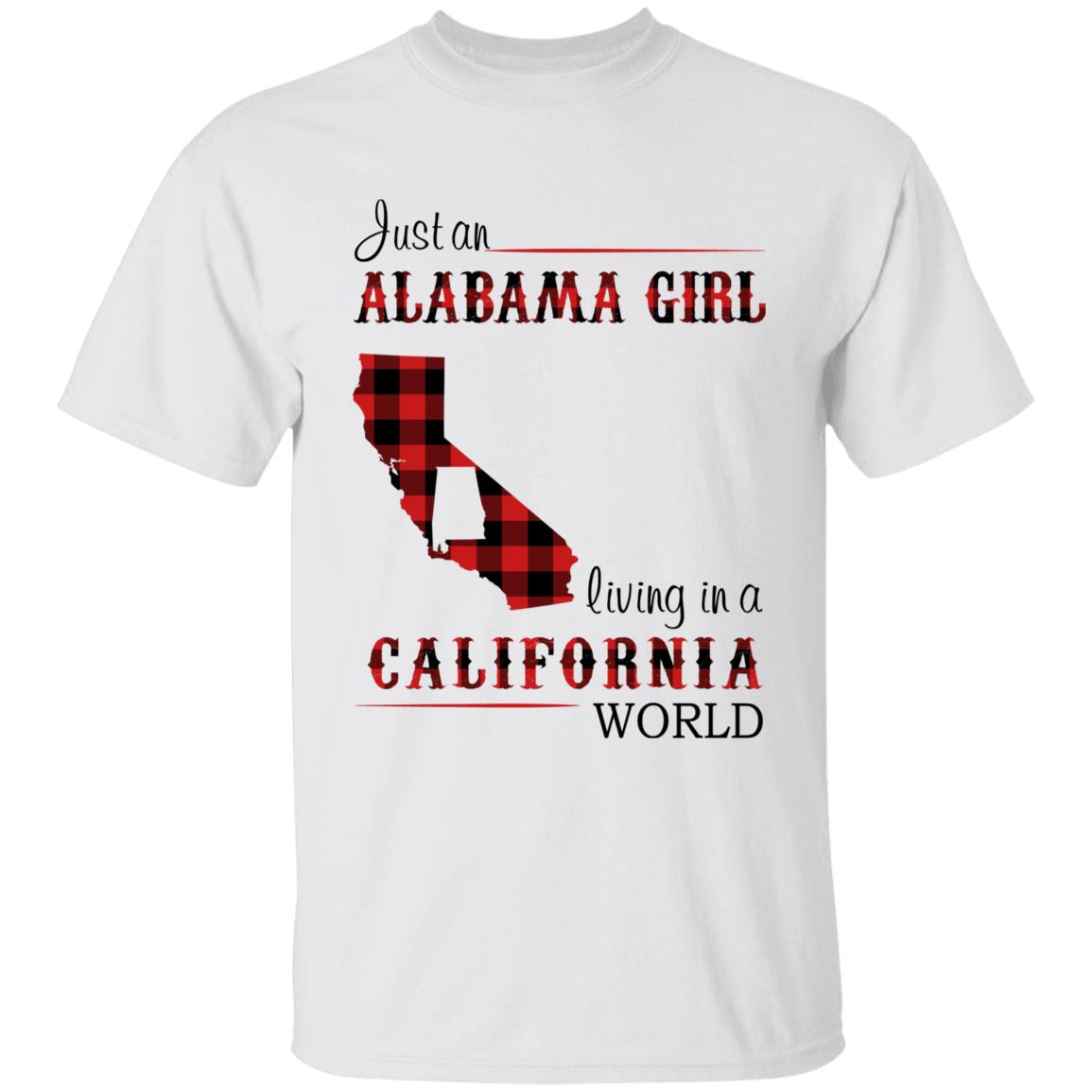 Just An Alabama  Girl Living In A California World T-shirt - T-shirt Born Live Plaid Red Teezalo