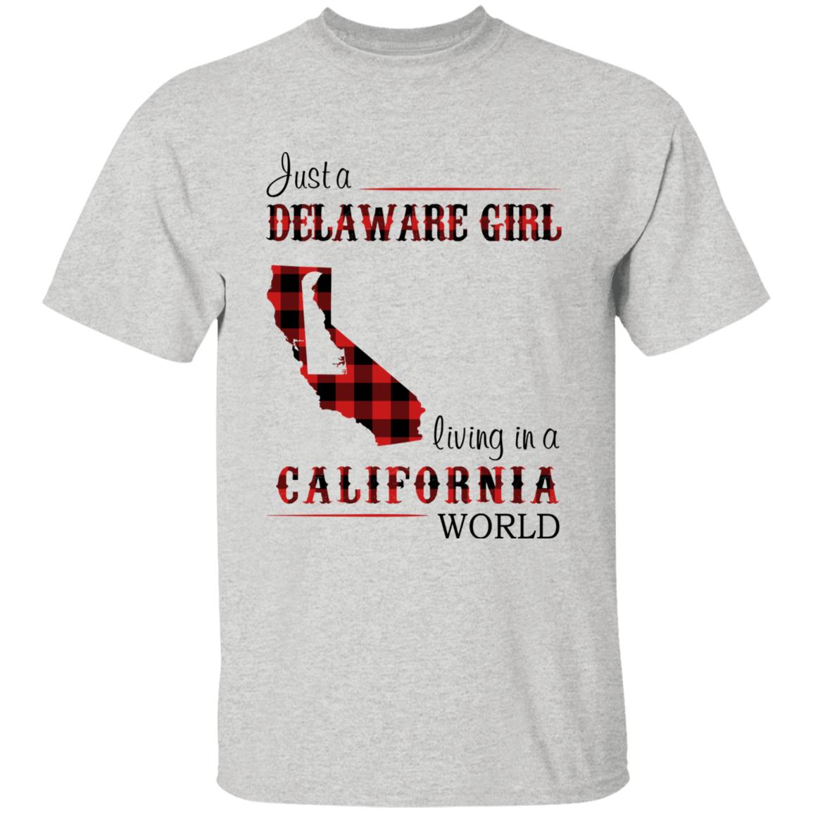 Just A Delaware Girl Living In A California World T-shirt - T-shirt Born Live Plaid Red Teezalo