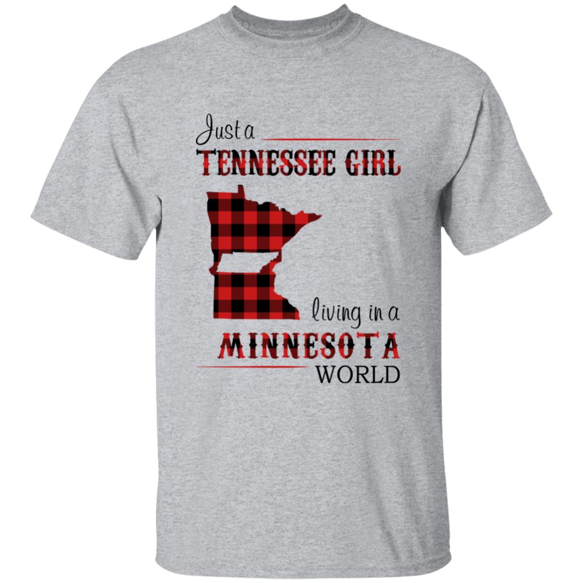 Just A Tennessee Girl Living In A Minnesota World T-shirt - T-shirt Born Live Plaid Red Teezalo