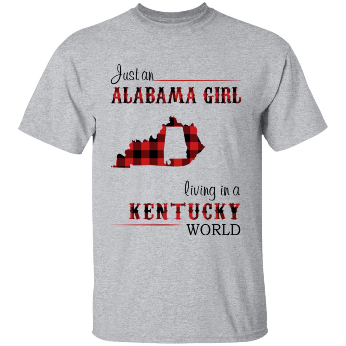 Just An Alabama Girl Living In A Kentucky World T-shirt - T-shirt Born Live Plaid Red Teezalo