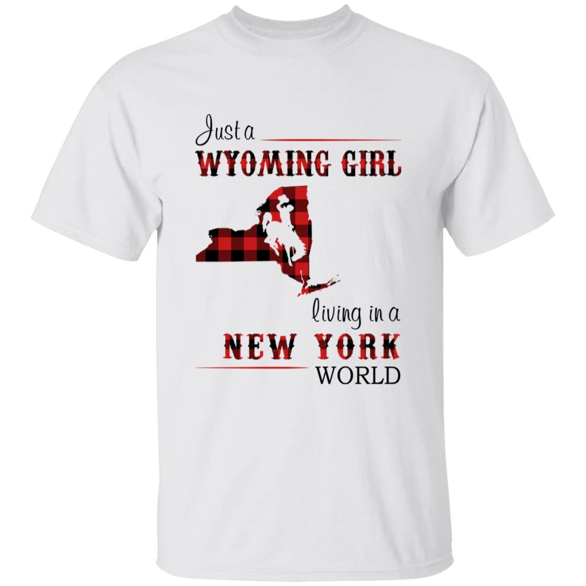 Just A Wyoming Girl Living In A New York World T-shirt - T-shirt Born Live Plaid Red Teezalo