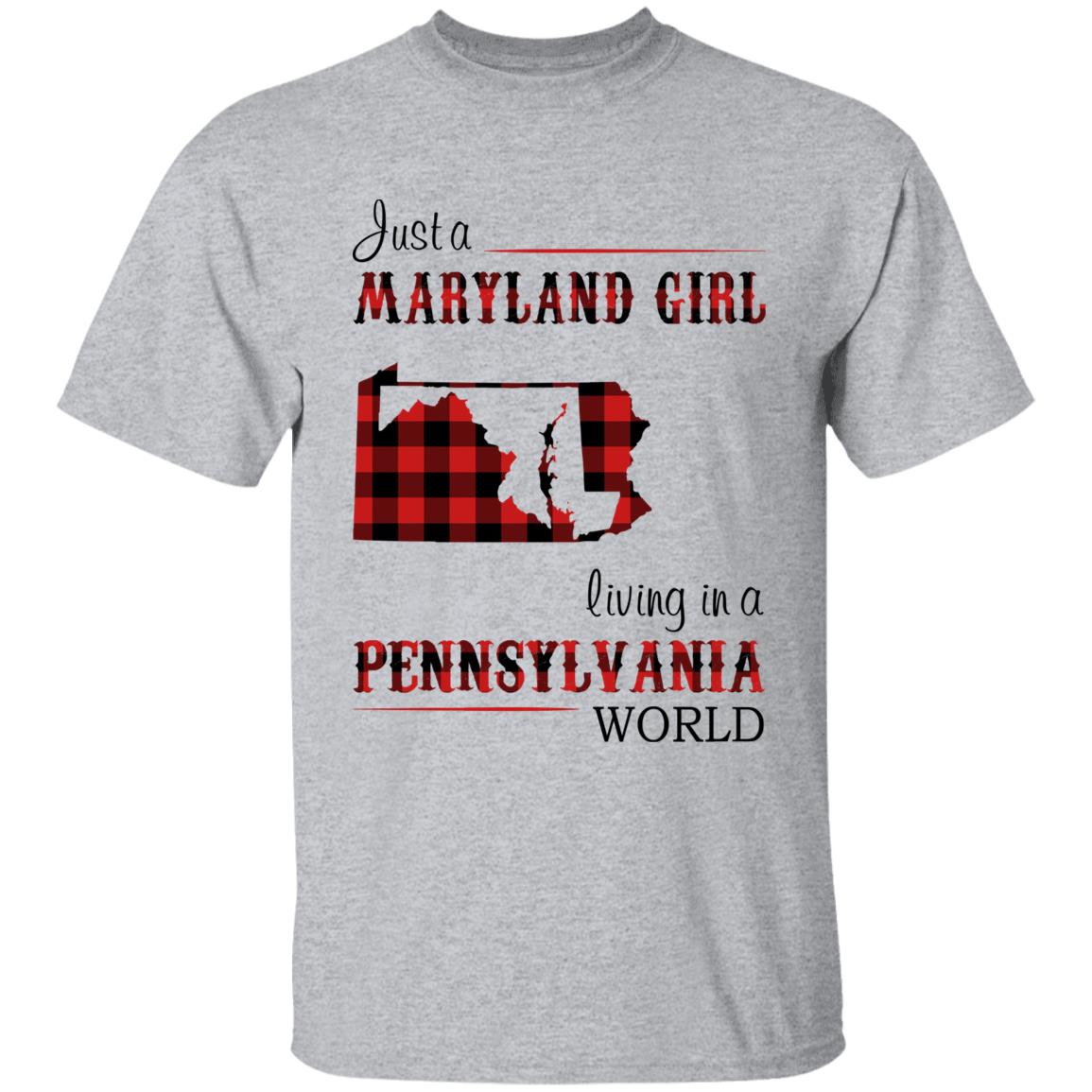 Just A Maryland Girl Living In A Pennsylvania World T-shirt - T-shirt Born Live Plaid Red Teezalo