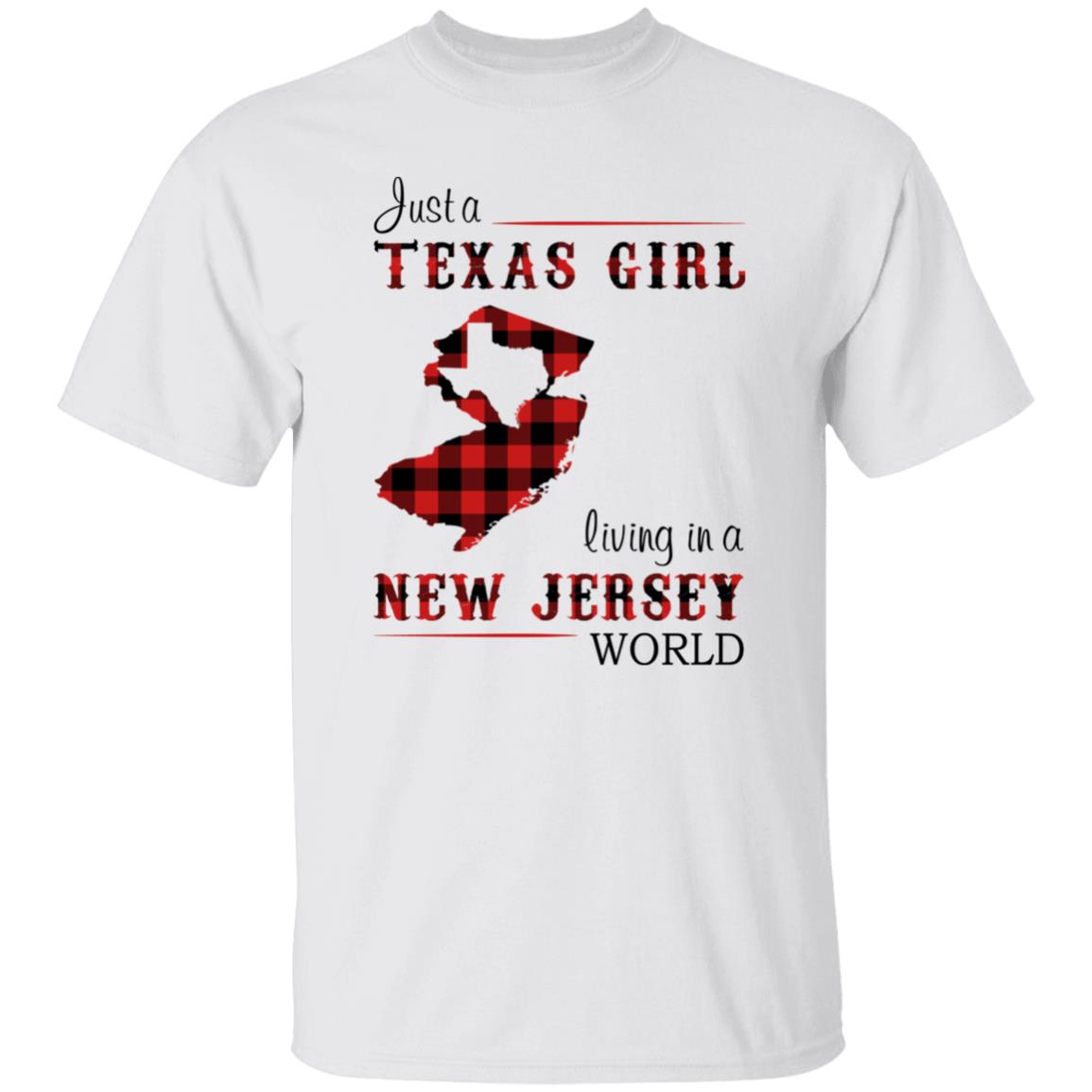 Just A Texas Girl Living In A New Jersey World T-shirt - T-shirt Born Live Plaid Red Teezalo