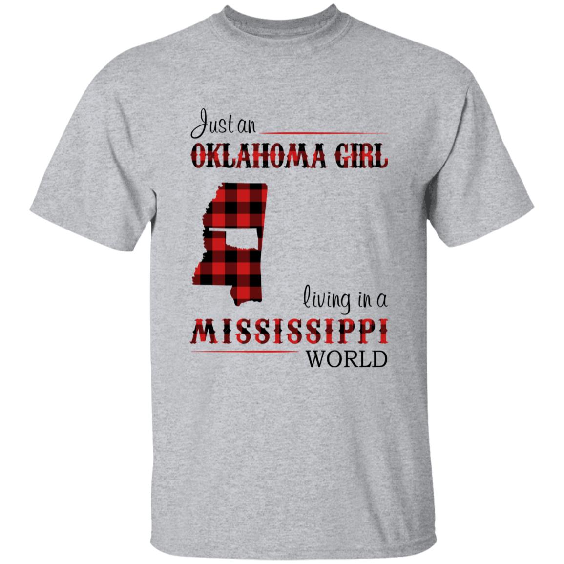 Just An Oklahoma Girl Living In A Mississippi World T-shirt - T-shirt Born Live Plaid Red Teezalo