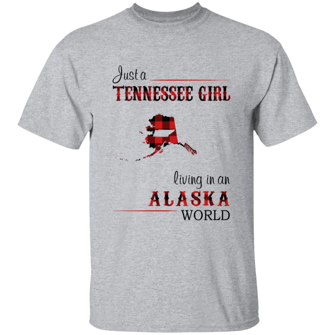 Just A Tennessee Girl Living In An Alaska World T-shirt - T-shirt Born Live Plaid Red Teezalo