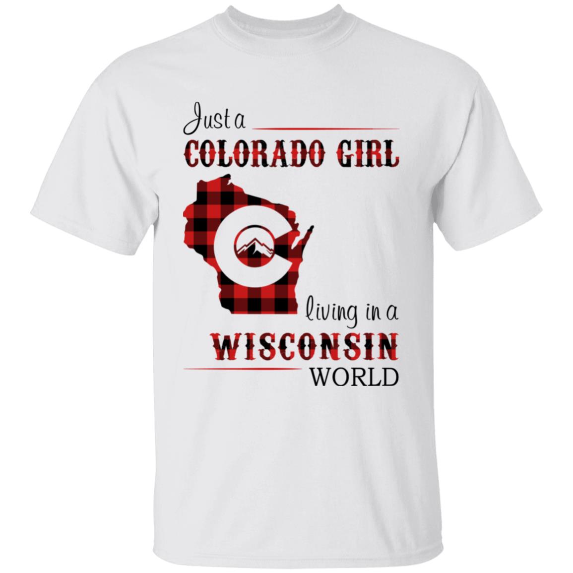 Just A Colorado Girl Living In A Wisconsin World T-shirt - T-shirt Born Live Plaid Red Teezalo