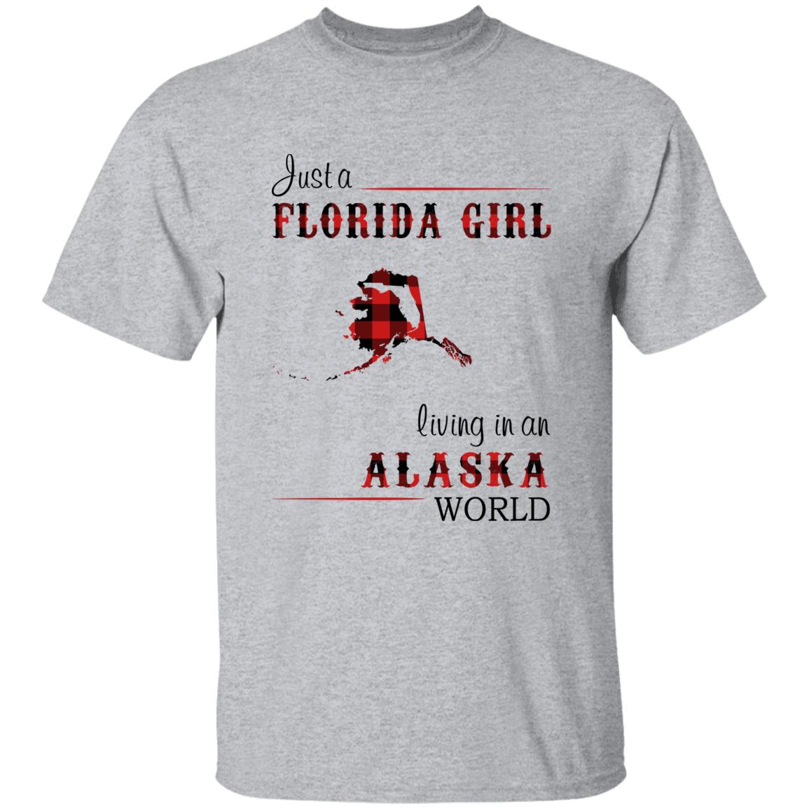 Just A Florida Girl Living In An Alaska World T-shirt - T-shirt Born Live Plaid Red Teezalo