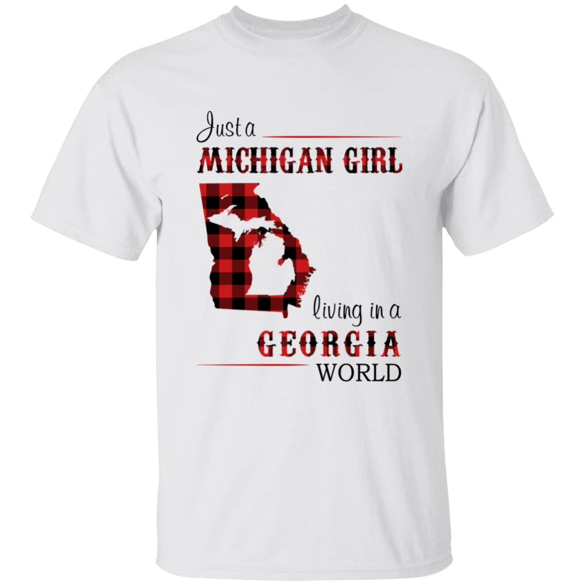 Just A Michigan Girl Living In A Georgia World T-shirt - T-shirt Born Live Plaid Red Teezalo