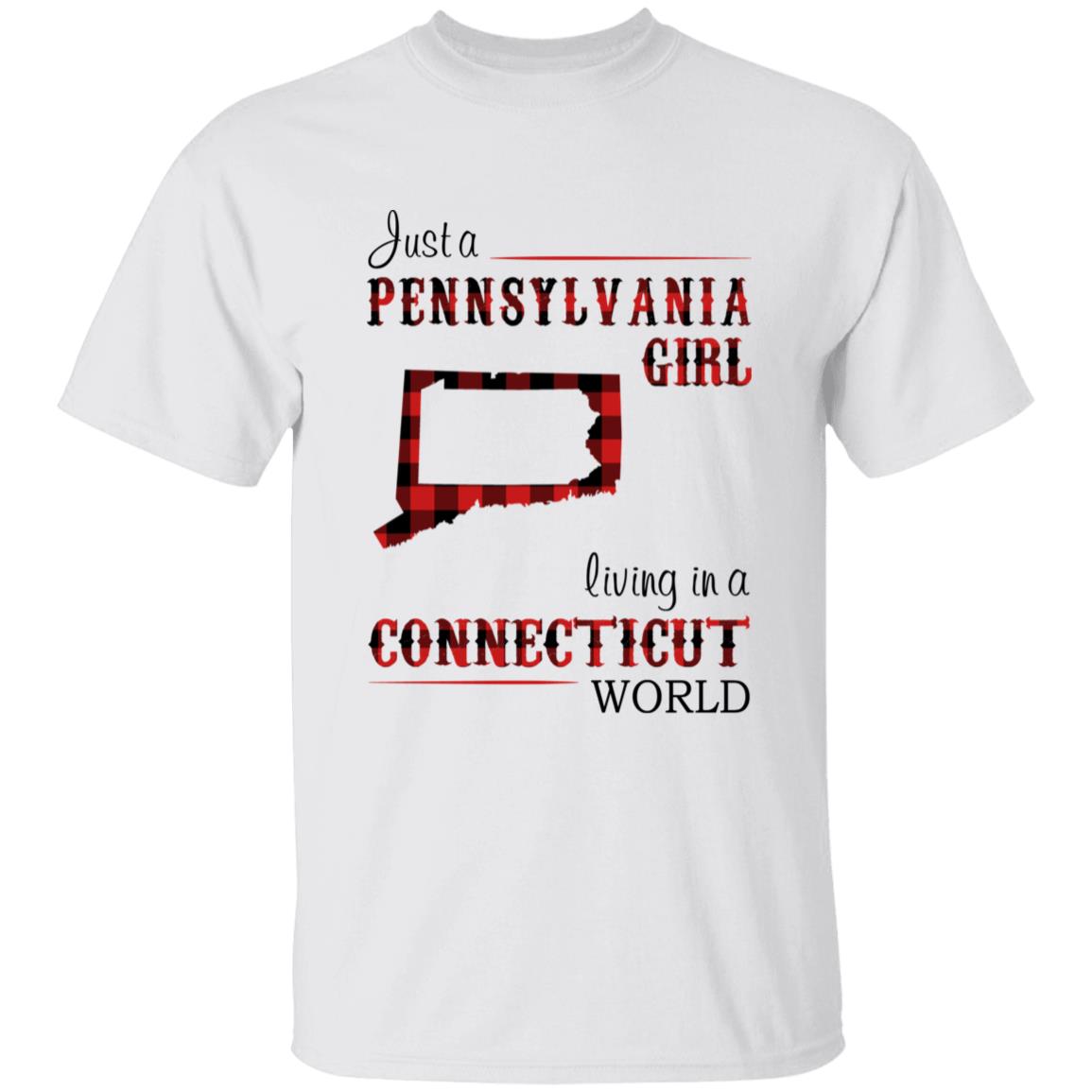 Just A Pennsylvania Girl Living In A Connecticut World T-shirt - T-shirt Born Live Plaid Red Teezalo