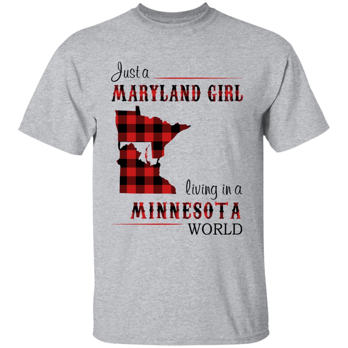 Just A Maryland Girl Living In A Minnesota World T-shirt - T-shirt Born Live Plaid Red Teezalo