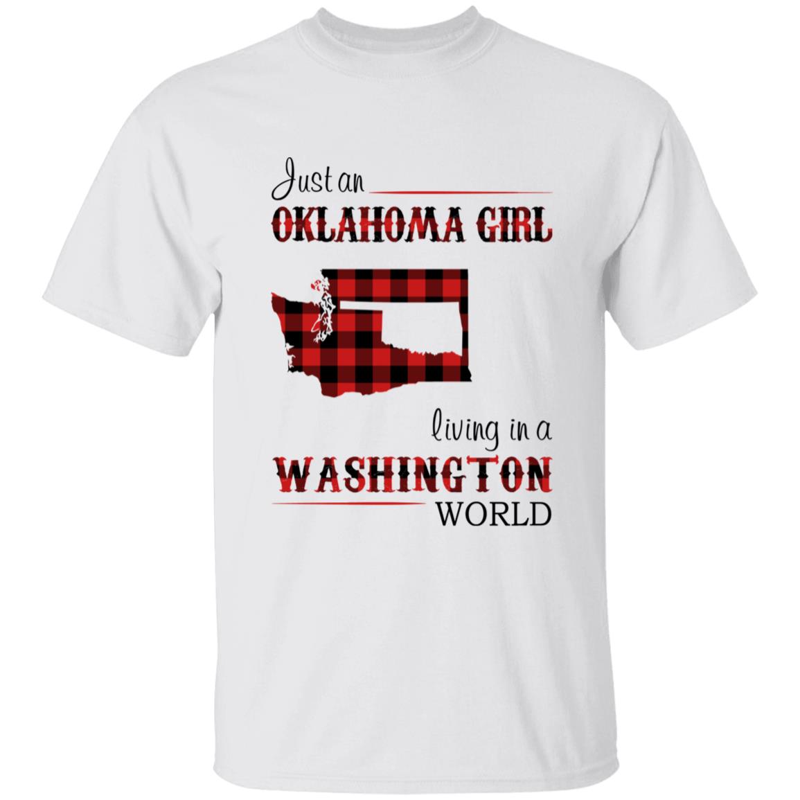 Just An Oklahoma Girl Living In A Washington World T-shirt - T-shirt Born Live Plaid Red Teezalo