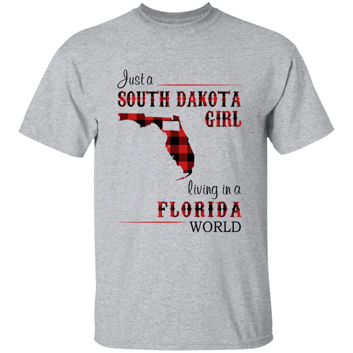 Just A South Dakota Girl Living In A Florida World T-shirt - T-shirt Born Live Plaid Red Teezalo