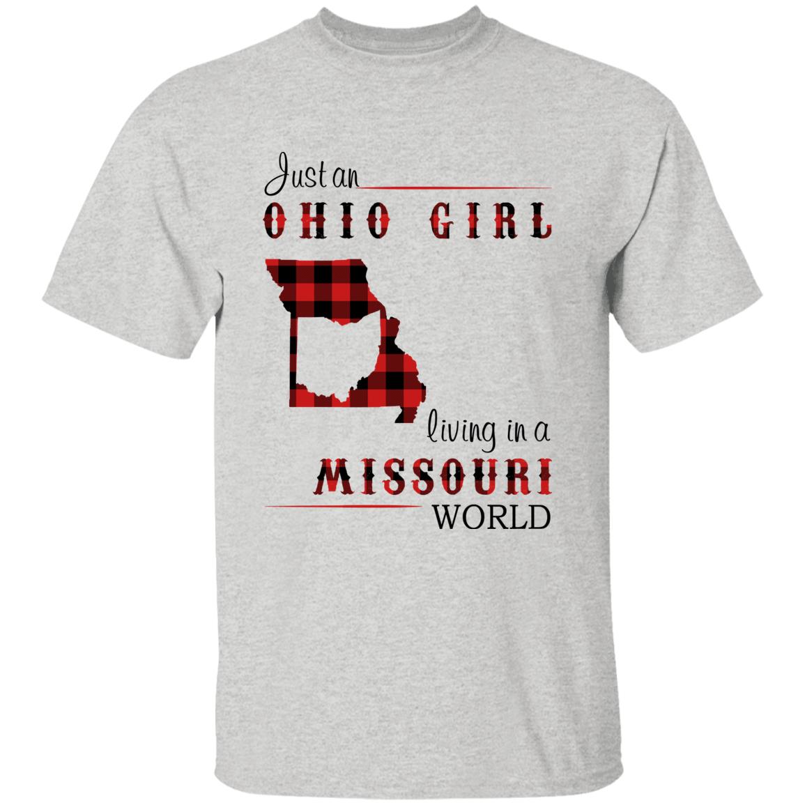 Just An Ohio Girl Living In A Missouri World T-shirt - T-shirt Born Live Plaid Red Teezalo