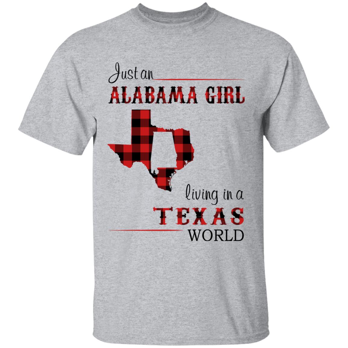 Just An Alabama  Girl Living In A Texas World T-shirt - T-shirt Born Live Plaid Red Teezalo