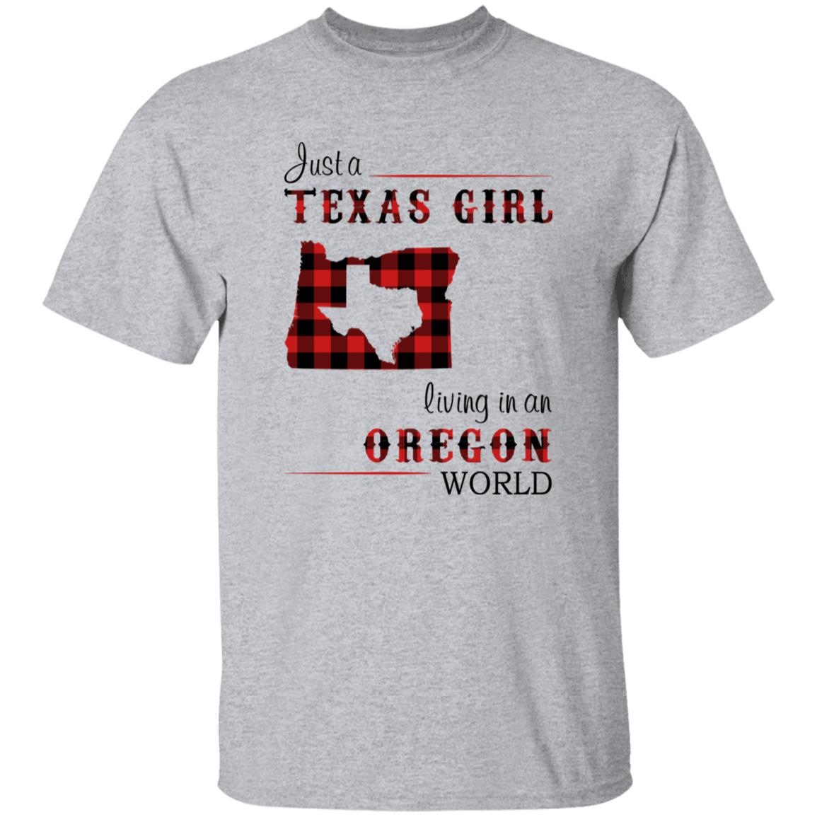 Just A Texas Girl Living In An Oregon World T-shirt - T-shirt Born Live Plaid Red Teezalo