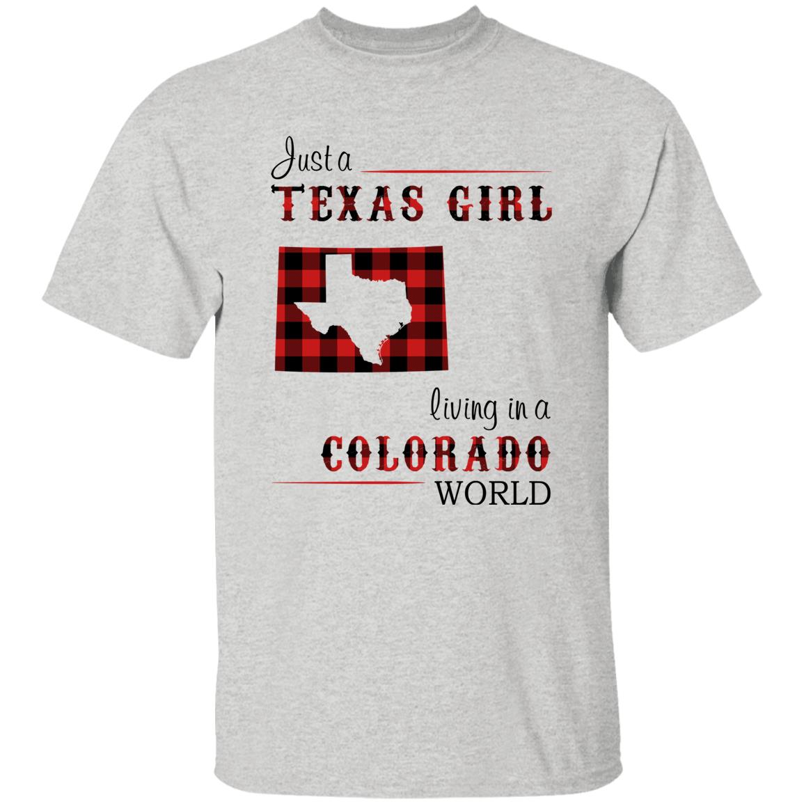 Just A Texas Girl Living In A Colorado World T-shirt - T-shirt Born Live Plaid Red Teezalo