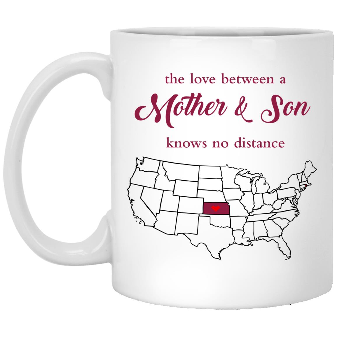 Kansas Rhode Island The Love Between Mother And Son Mug - Mug Teezalo