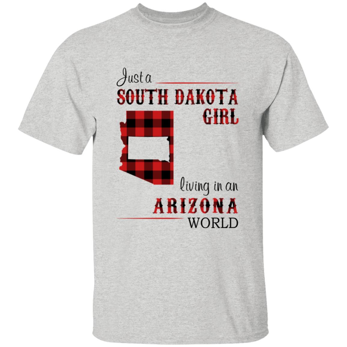 Just A South Dakota Girl Living In An Arizona World T-shirt - T-shirt Born Live Plaid Red Teezalo