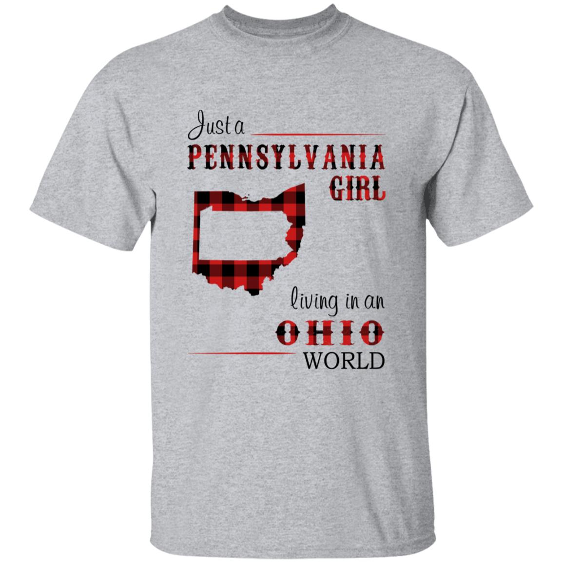 Just A Pennsylvania Girl Living In An Ohio World T-shirt - T-shirt Born Live Plaid Red Teezalo