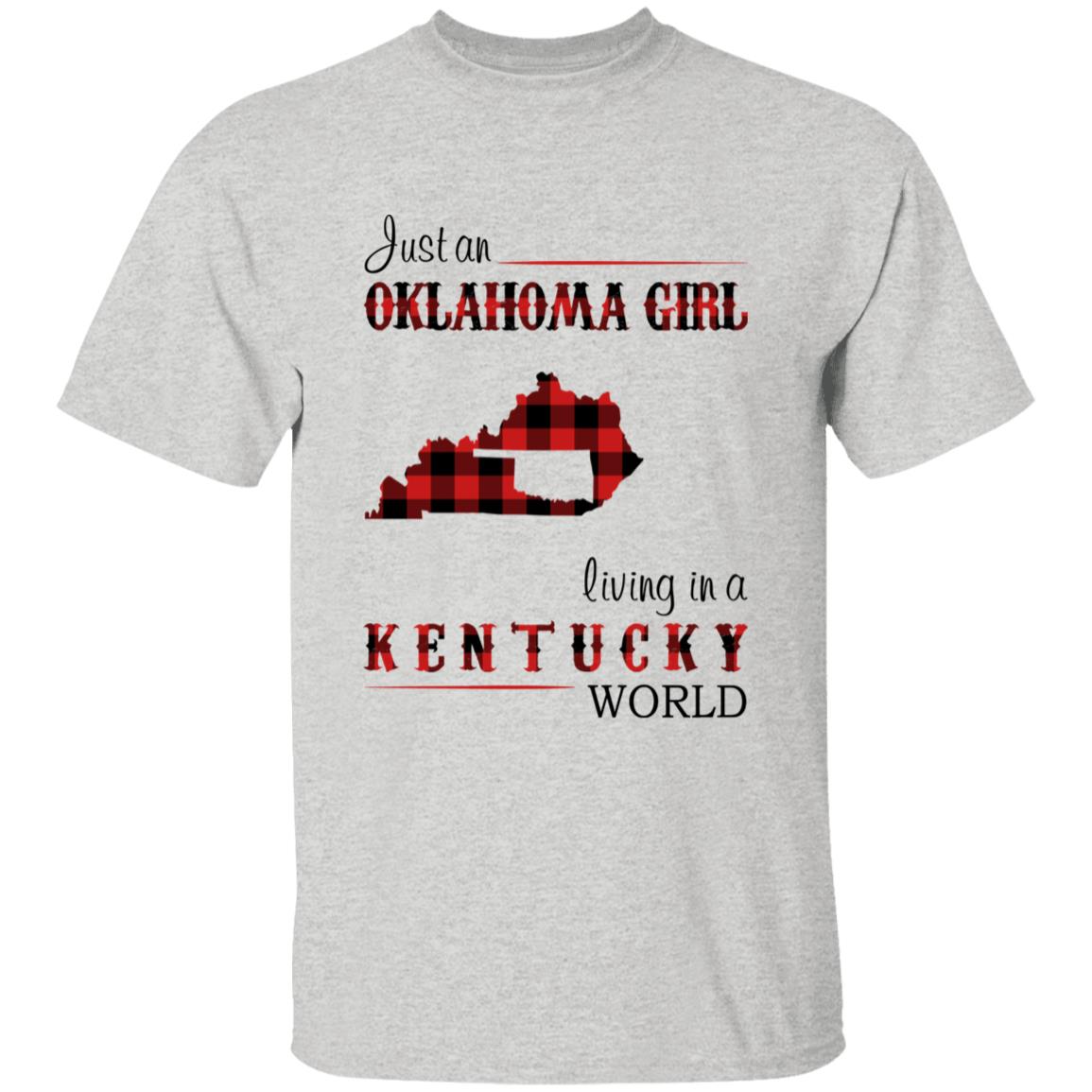 Just An Oklahoma Girl Living In A Kentucky World T-shirt - T-shirt Born Live Plaid Red Teezalo