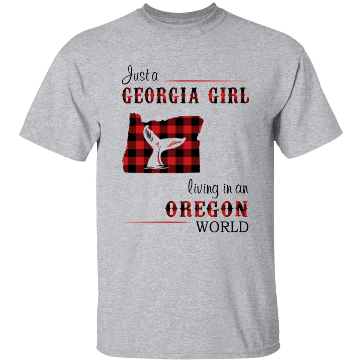 Just A Georgia Girl Living In An Oregon World T-shirt - T-shirt Born Live Plaid Red Teezalo