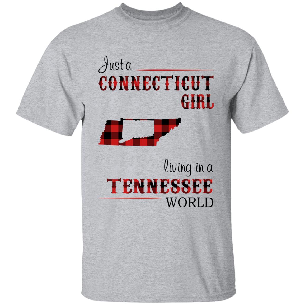 Just A Connecticut Girl Living In A Tennessee World T-shirt - T-shirt Born Live Plaid Red Teezalo