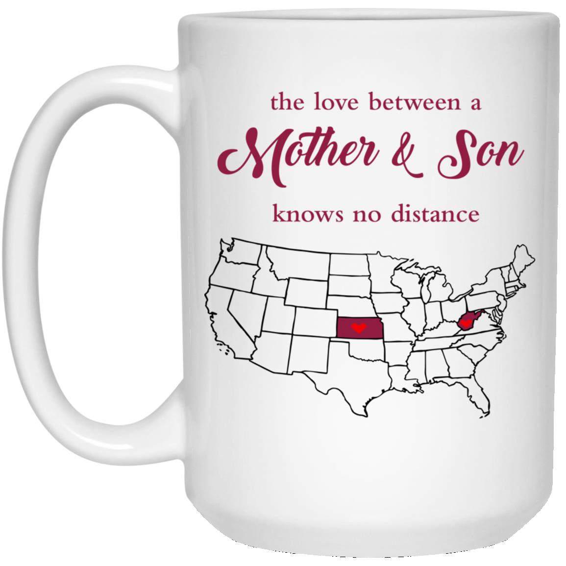 Kansas West Virginia The Love Between Mother And Son Mug - Mug Teezalo