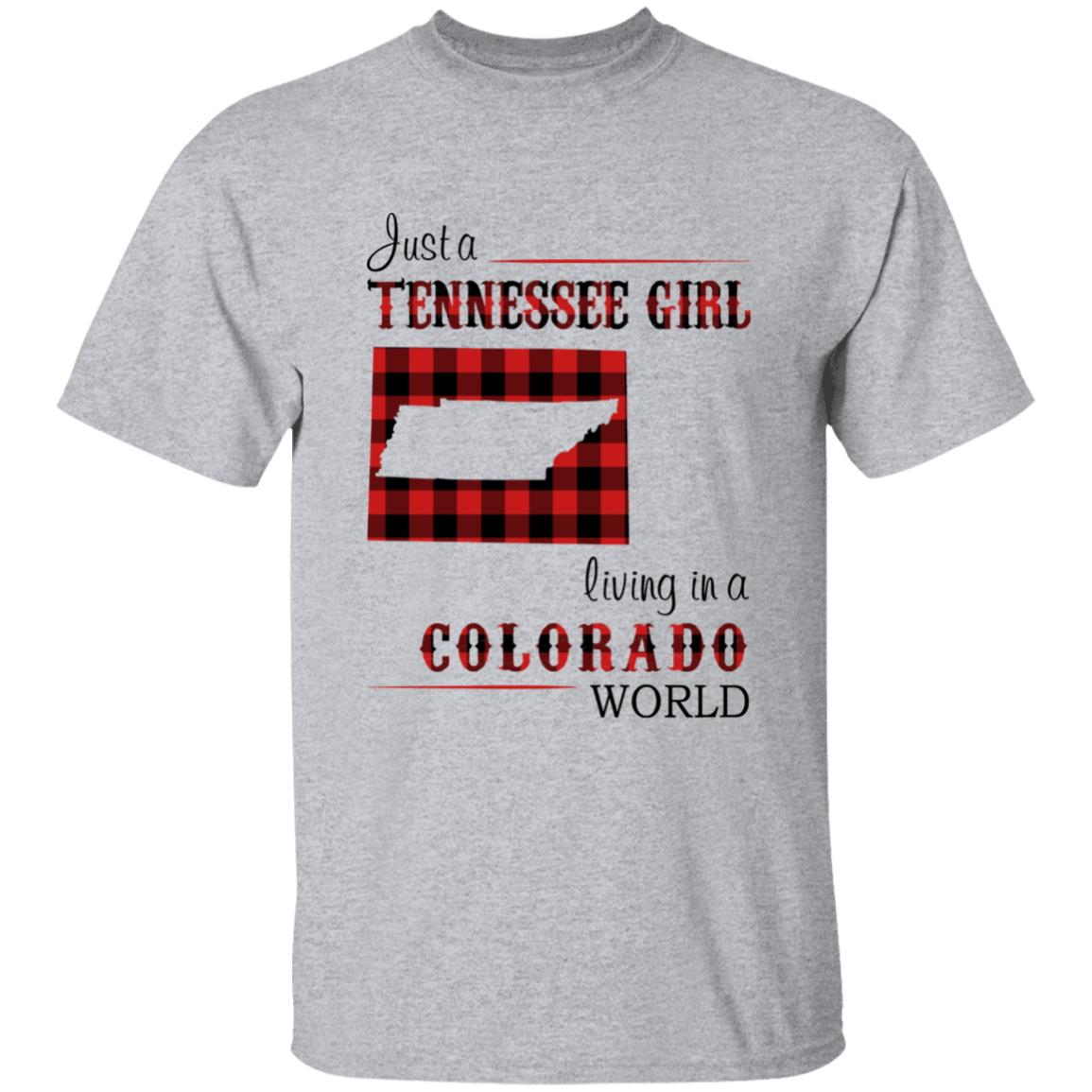 Just A Tennessee Girl Living In A Colorado World T-shirt - T-shirt Born Live Plaid Red Teezalo