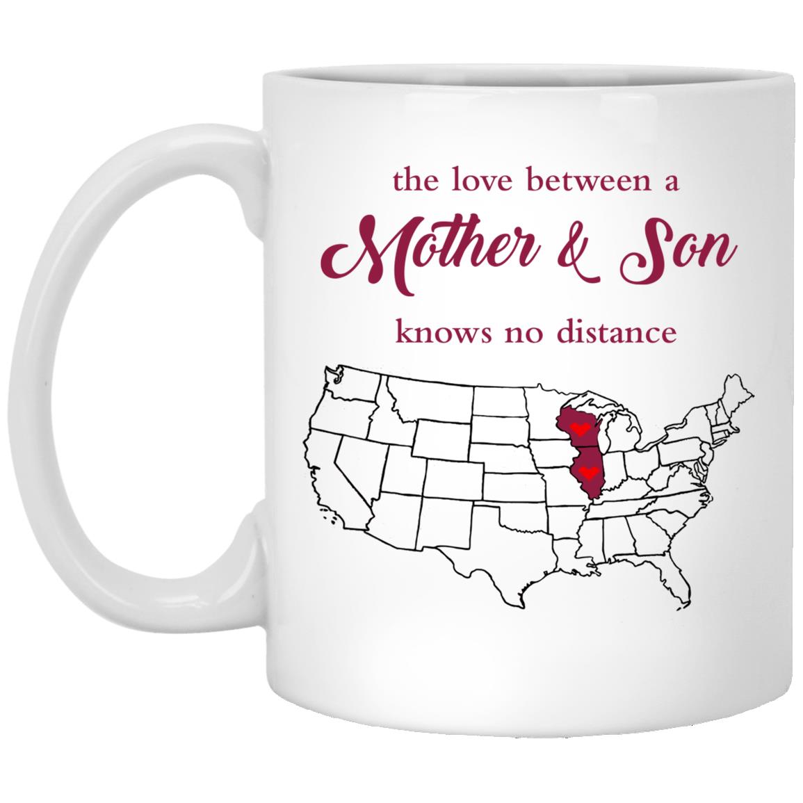 Illinois Wisconsin The Love Between Mother And Son Mug - Mug Teezalo