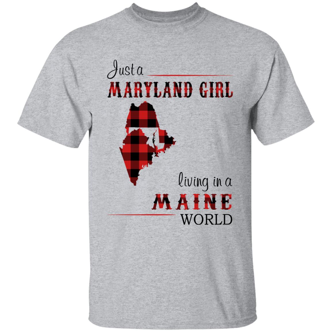 Just A Maryland Girl Living In A Maine World T-shirt - T-shirt Born Live Plaid Red Teezalo