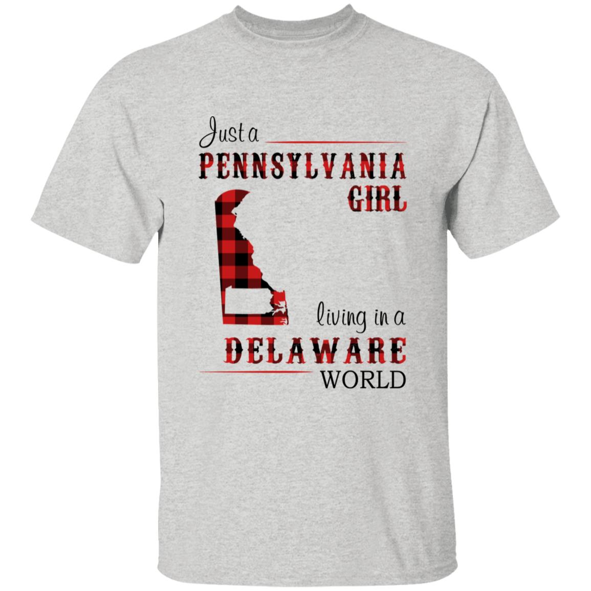 Just A Pennsylvania Girl Living In A Delaware World T-shirt - T-shirt Born Live Plaid Red Teezalo