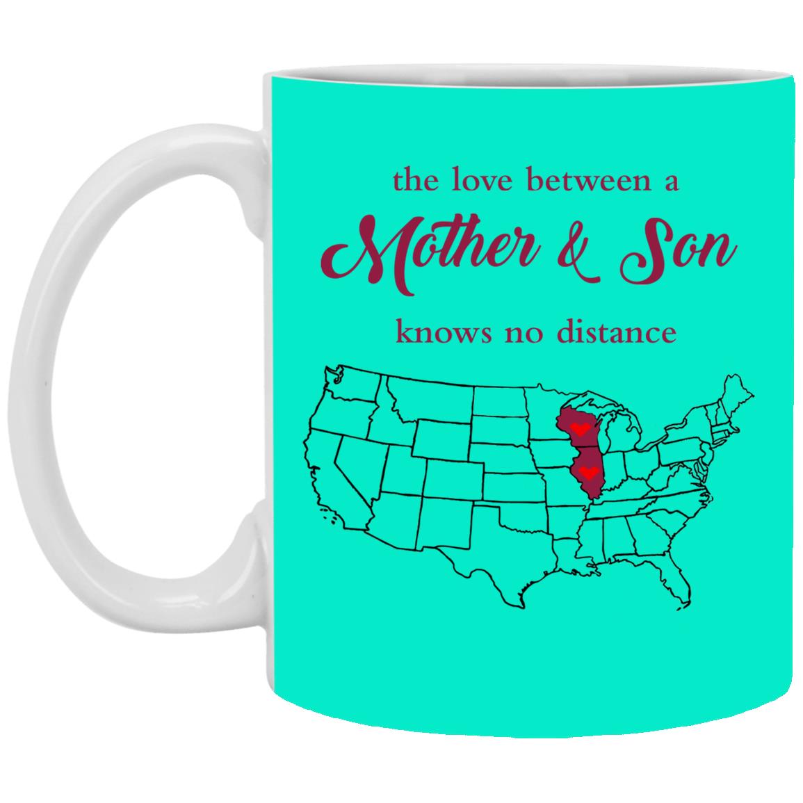 Illinois Wisconsin The Love Between Mother And Son Mug - Mug Teezalo