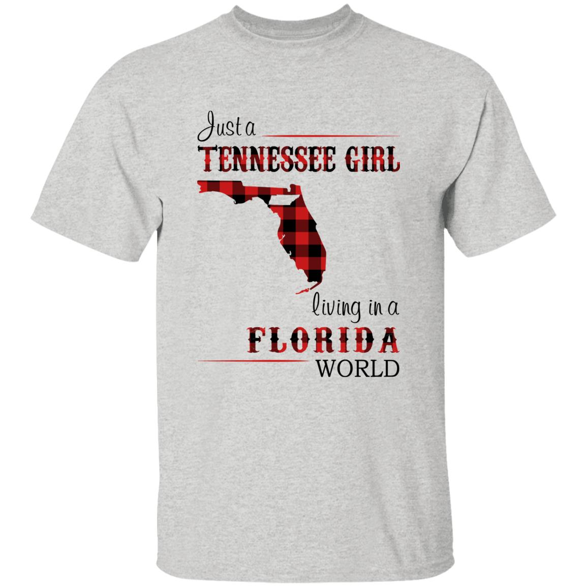 Just A Tennessee Girl Living In A Florida World T-shirt - T-shirt Born Live Plaid Red Teezalo