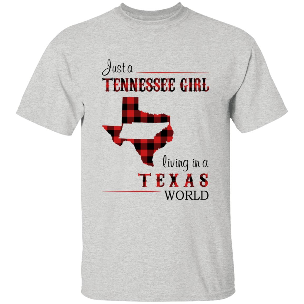 Just A Tennessee Girl Living In A Texas World T-shirt - T-shirt Born Live Plaid Red Teezalo