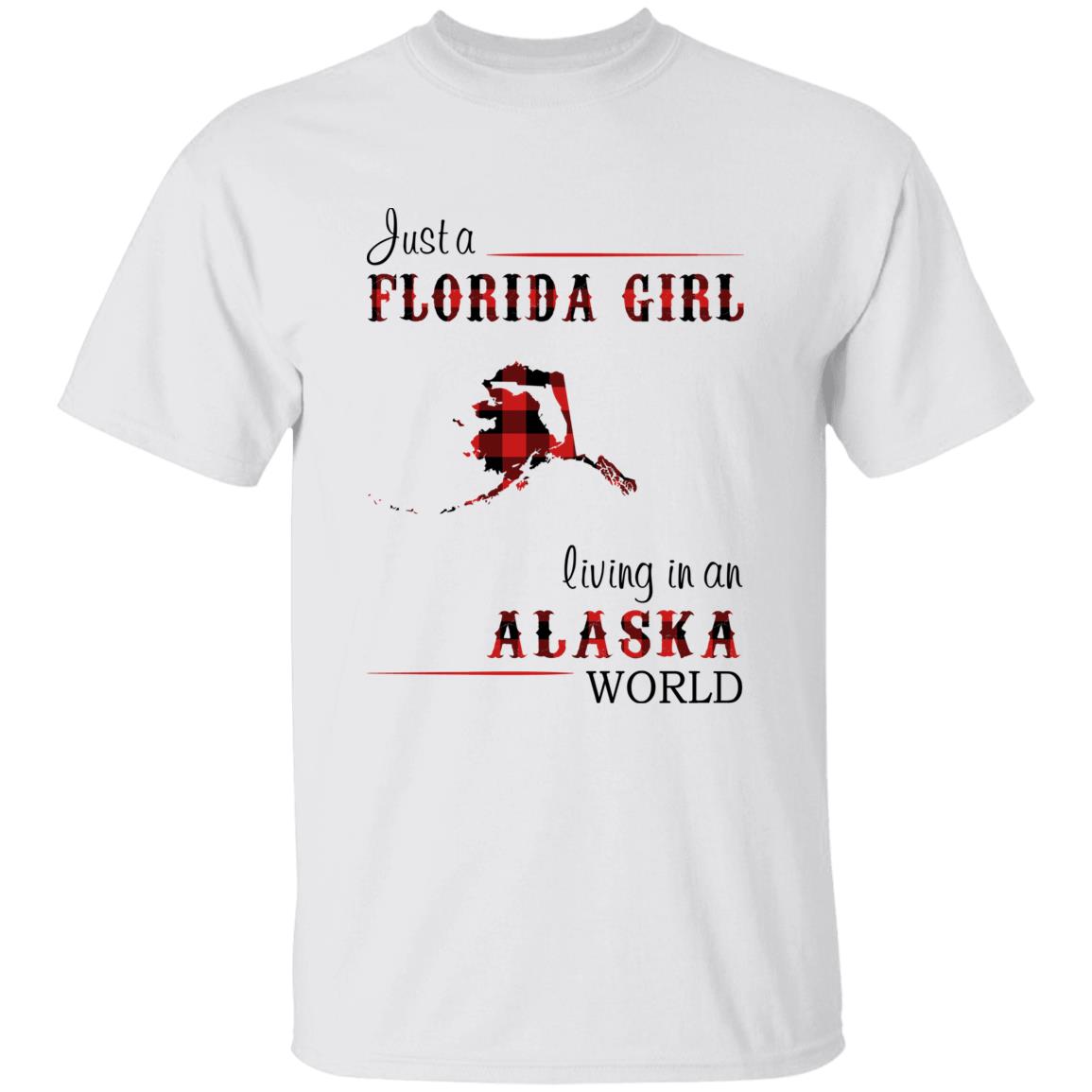 Just A Florida Girl Living In An Alaska World T-shirt - T-shirt Born Live Plaid Red Teezalo