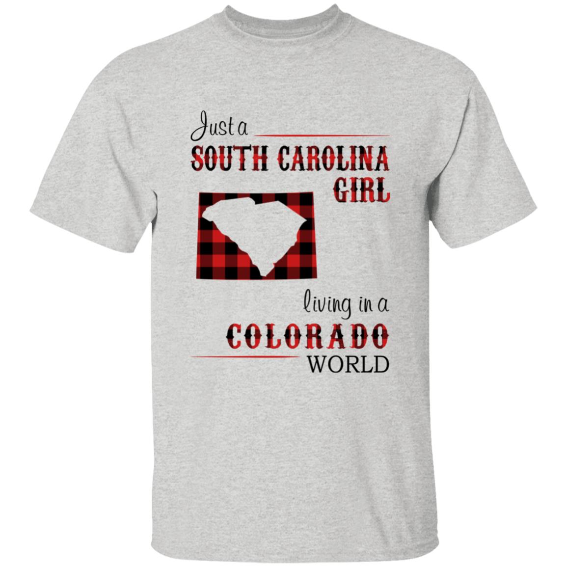 Just A South Carolina Girl Living In A Colorado World T-shirt - T-shirt Born Live Plaid Red Teezalo