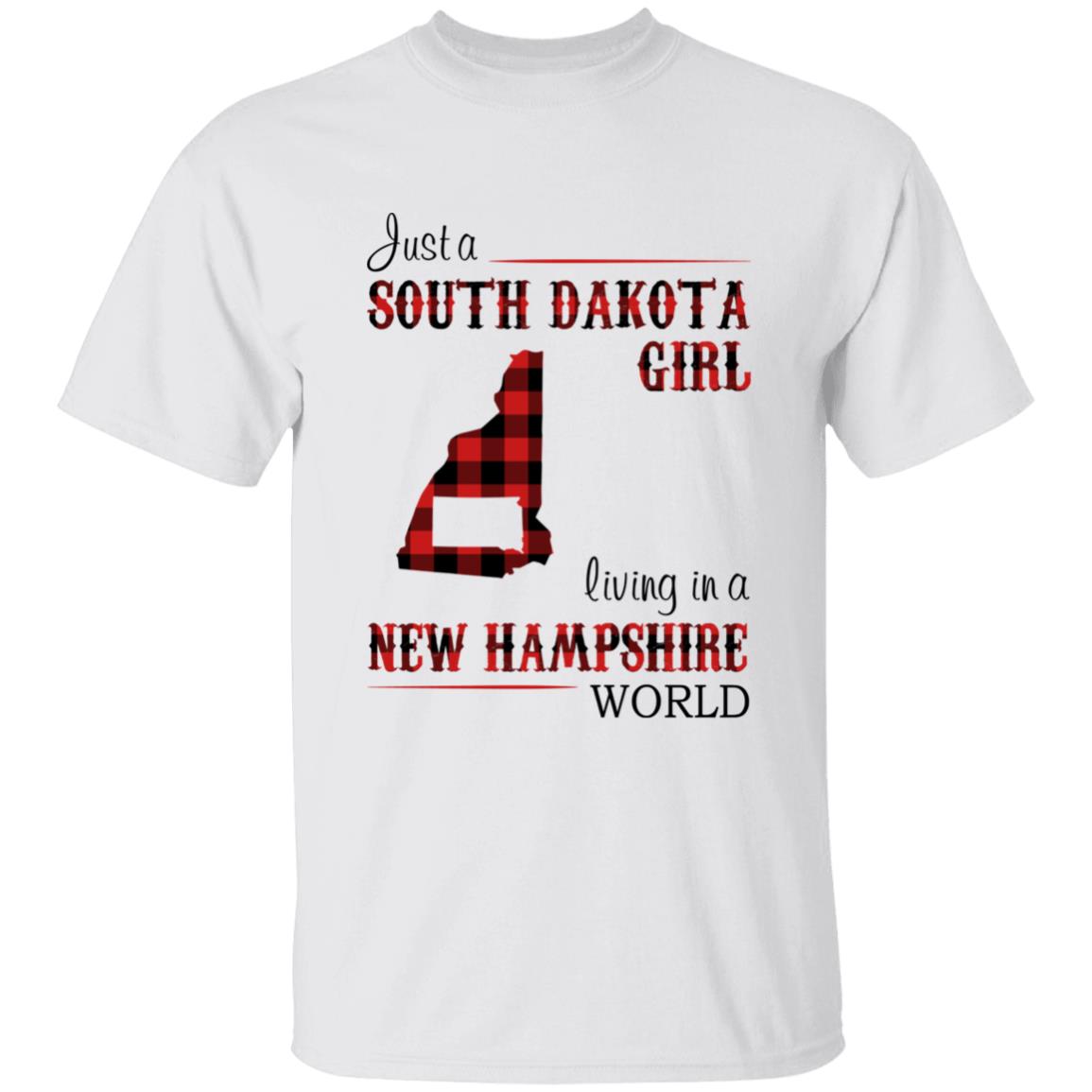 Just A South Dakota Girl Living In A New Hampshire World T-shirt - T-shirt Born Live Plaid Red Teezalo