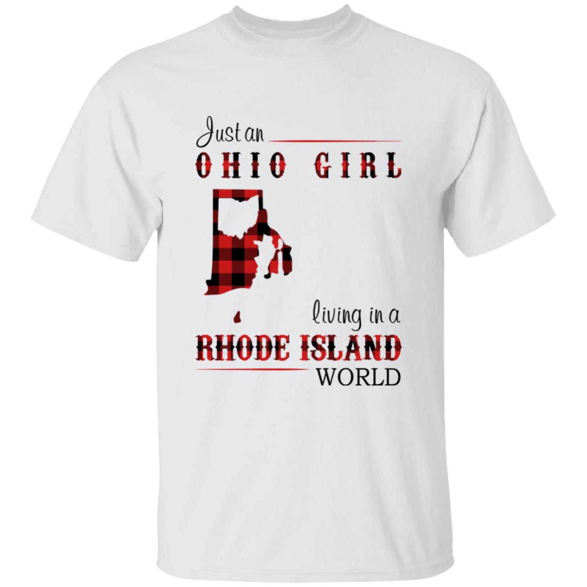 Just An Ohio Girl Living In A Rhode Island World T-shirt - T-shirt Born Live Plaid Red Teezalo