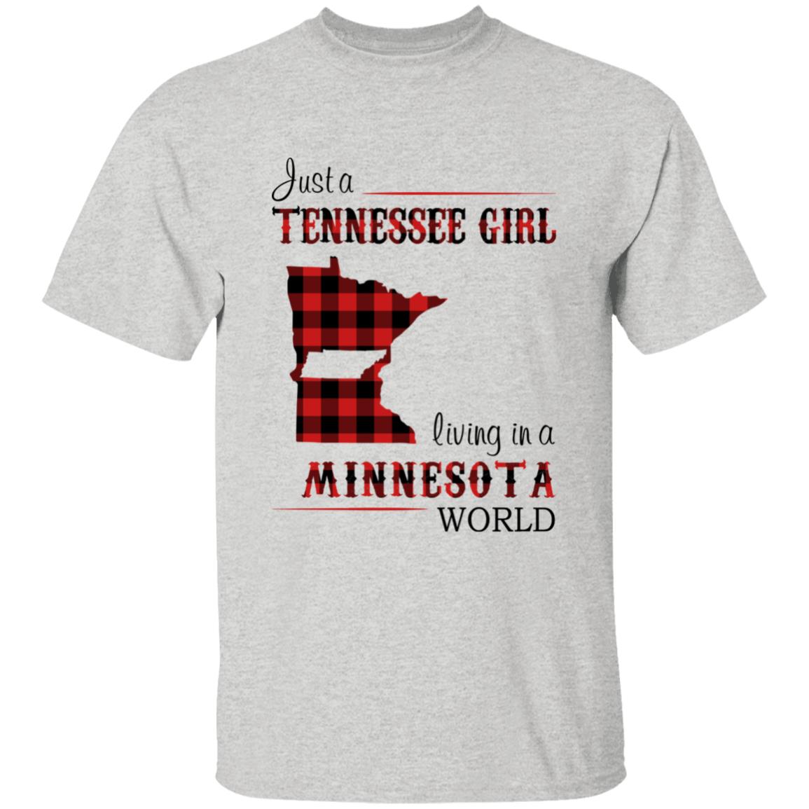 Just A Tennessee Girl Living In A Minnesota World T-shirt - T-shirt Born Live Plaid Red Teezalo