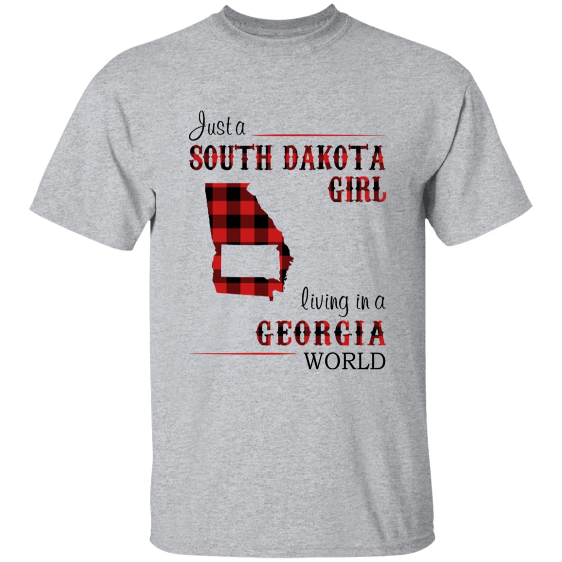 Just A South Dakota Girl Living In A Georgia World T-shirt - T-shirt Born Live Plaid Red Teezalo