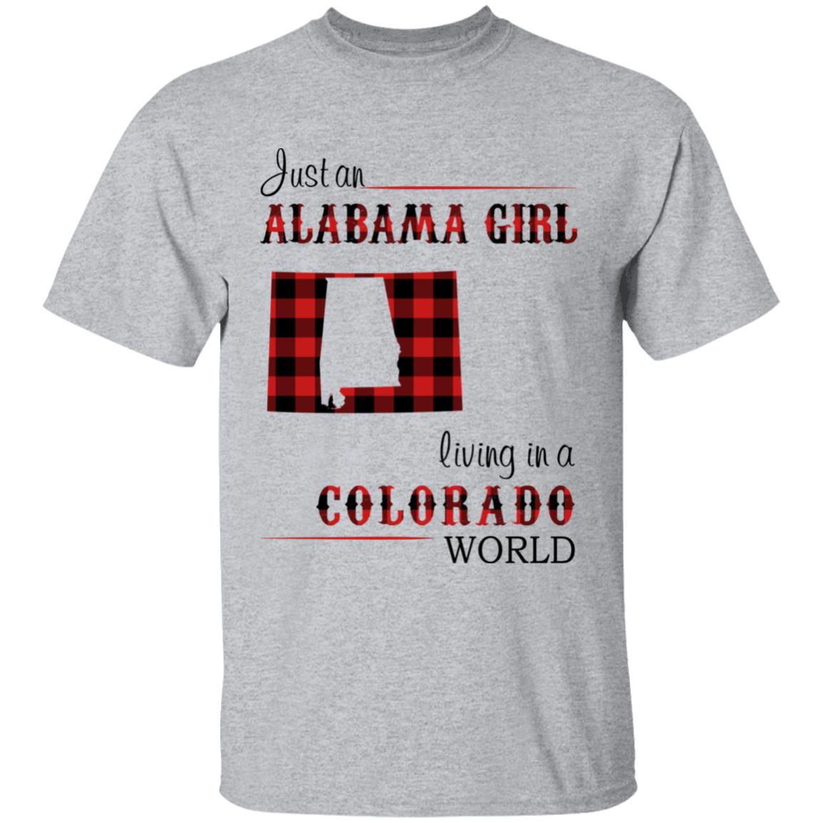 Just An Alabama Girl Living In A Colorado World T-shirt - T-shirt Born Live Plaid Red Teezalo