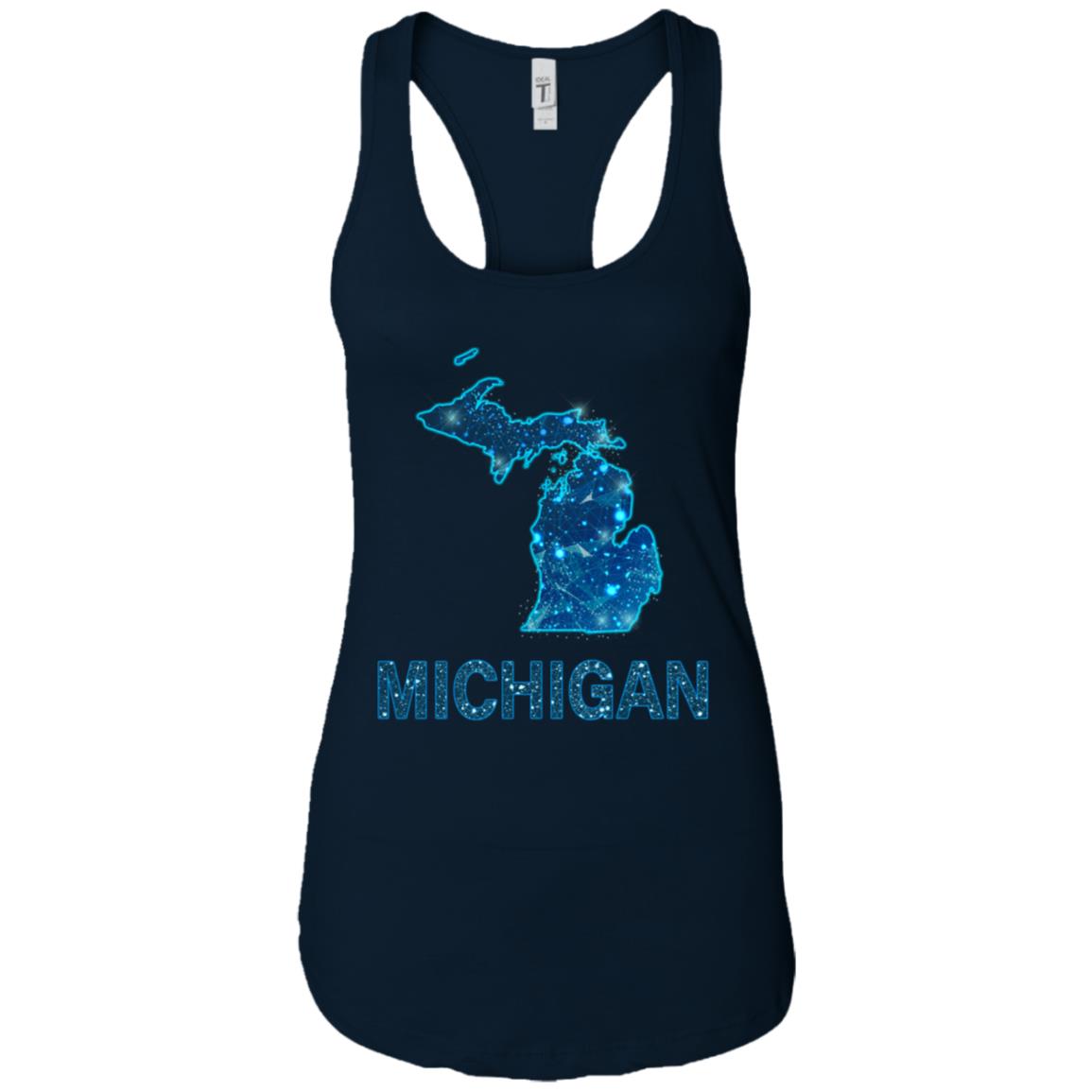 Michigan Map Line Dots T-Shirt - T-shirt Teezalo