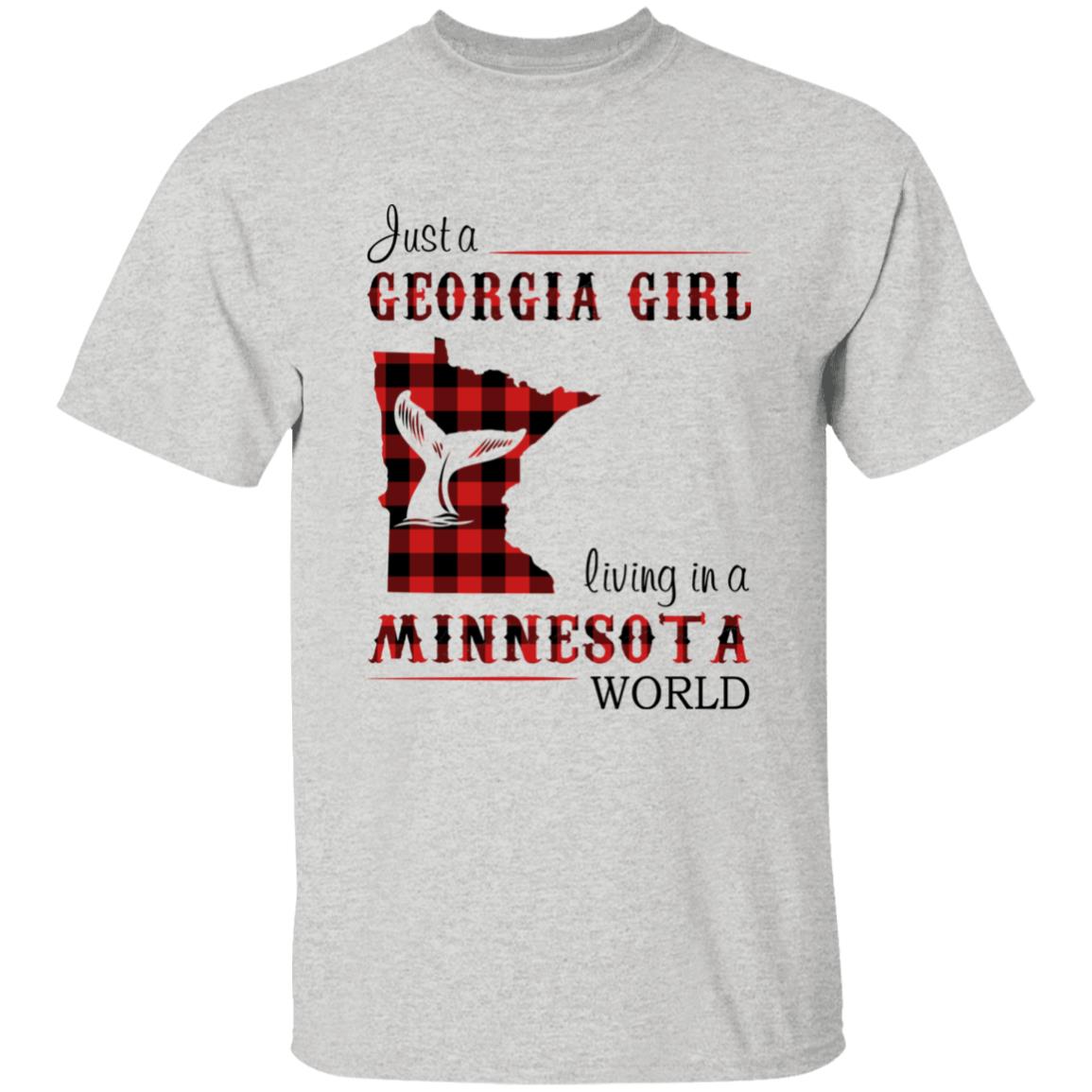 Just A Georgia Girl Living In A Minnesota World T-shirt - T-shirt Born Live Plaid Red Teezalo