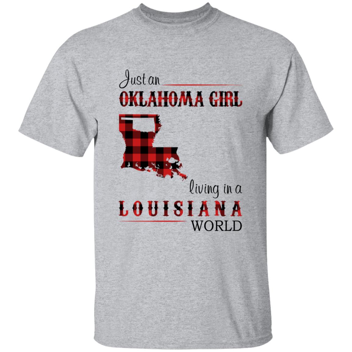 Just An Oklahoma Girl Living In A Louisiana World T-shirt - T-shirt Born Live Plaid Red Teezalo