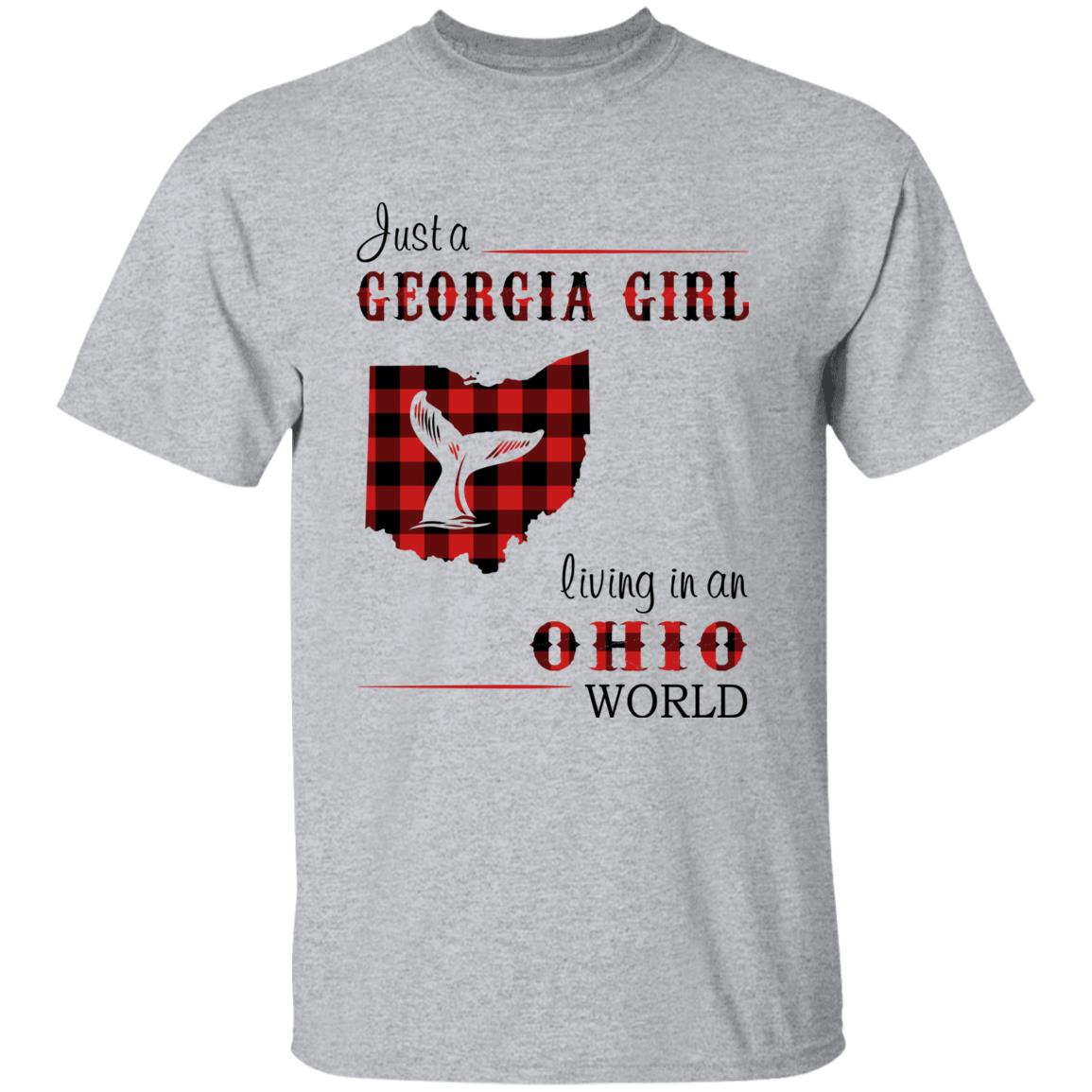 Just A Georgia Girl Living In An Ohio World T-shirt - T-shirt Born Live Plaid Red Teezalo