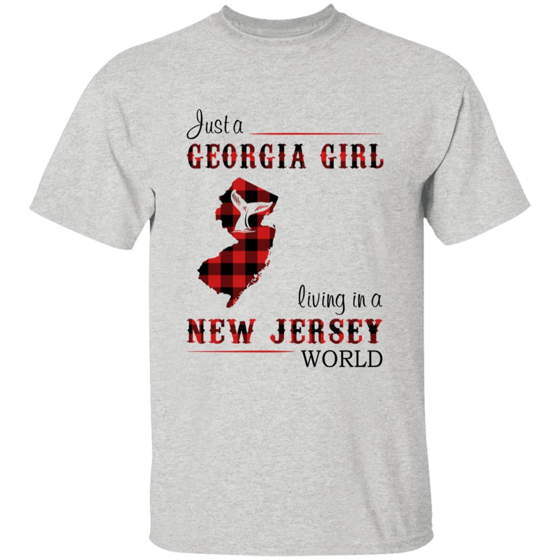 Just A Georgia Girl Living In A New Jersey World T-shirt - T-shirt Born Live Plaid Red Teezalo