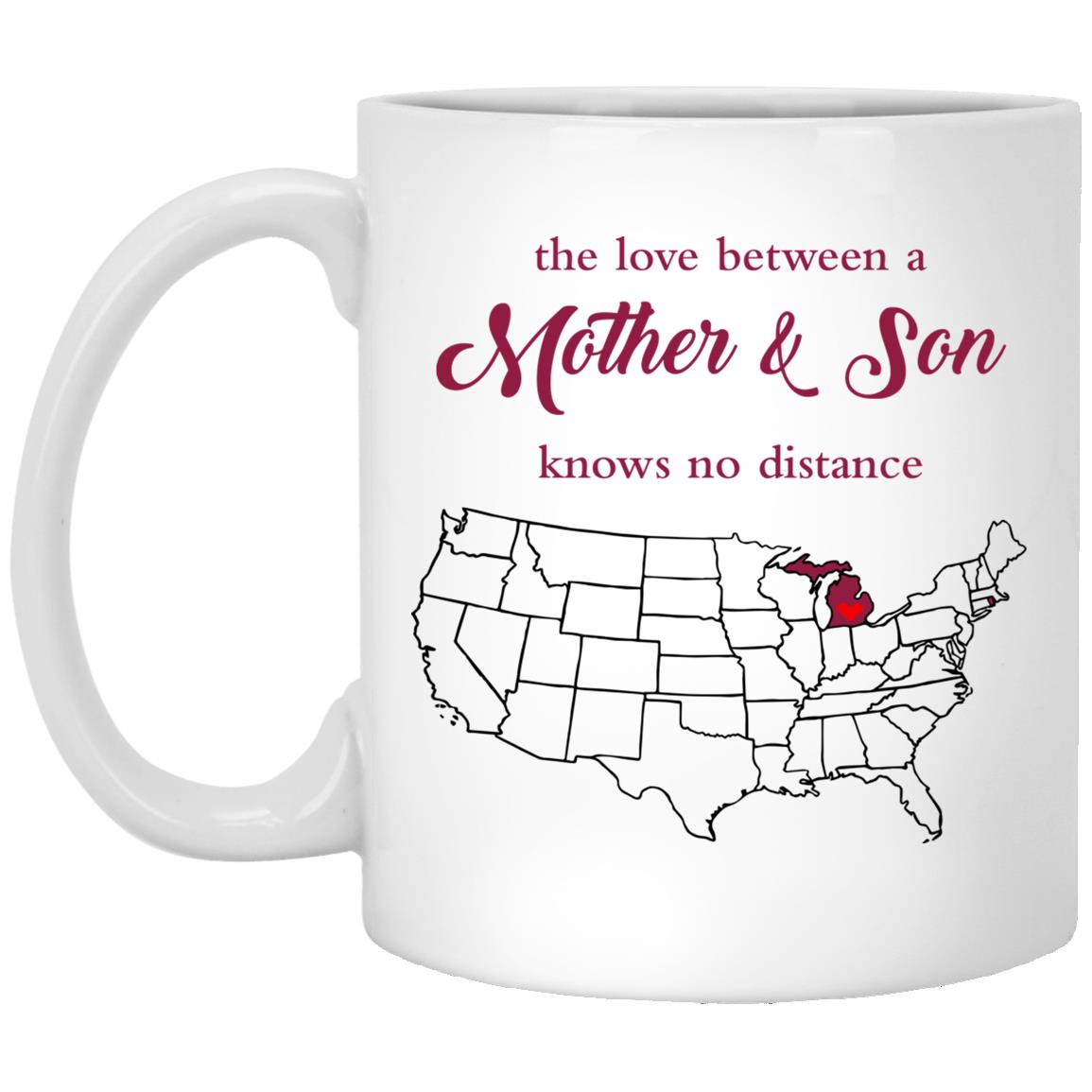 Rhode Island Michigan The Love Between Mother And Son Mug - Mug Teezalo