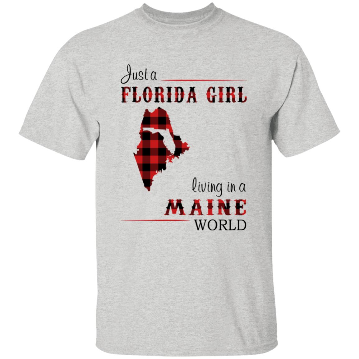 Just A Florida Girl Living In A Maine World T-shirt - T-shirt Born Live Plaid Red Teezalo