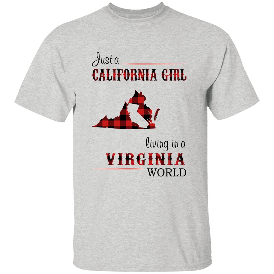 Just A California Girl Living In A Virginia World T-Shirt - T-shirt Born Live Plaid Red Teezalo